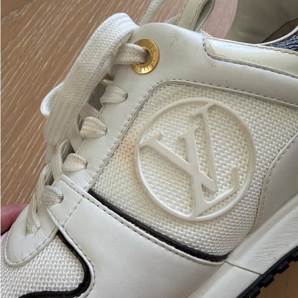 Louis Vuitton Calfskin Monogram Run Away Sneaker Size 37 in White Brown Gold - Picture 7 of 10
